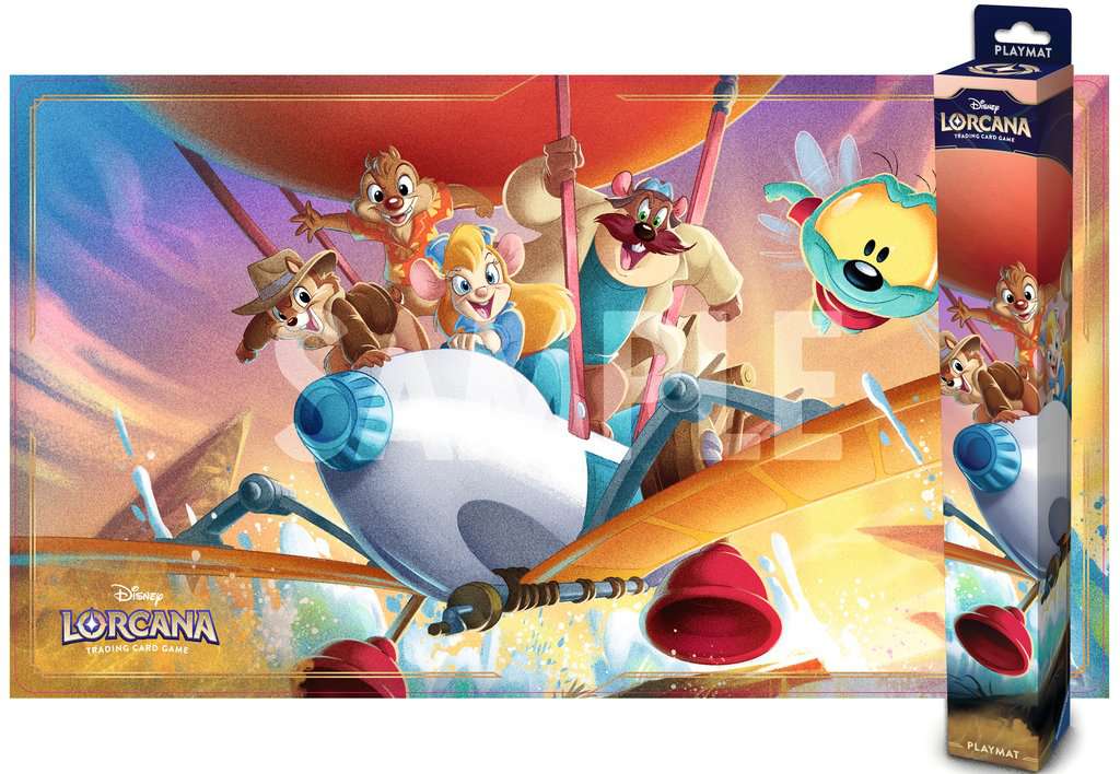 Playmat Tic et Tac fait partie des nombreux accessoires accompagnant la sortie du chapître 8 de Disney Lorcana Chapitre 8 : Ile d'Archazia