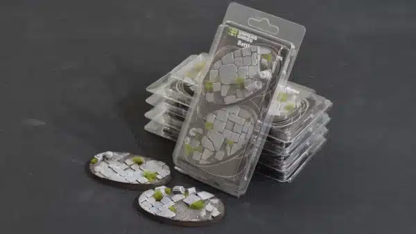 Socles Ovales 90mm Temple est un superbe set socles pour magnifier la peinture de figurines grâce à des socles fait et peint à la main par Gamergrass