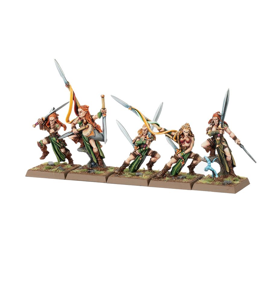 Wardancer Troupe Command accompagne les superbes sorties des Wood Elf pour le jeu Warhammer The Old World , cette armée rapide et mortelle