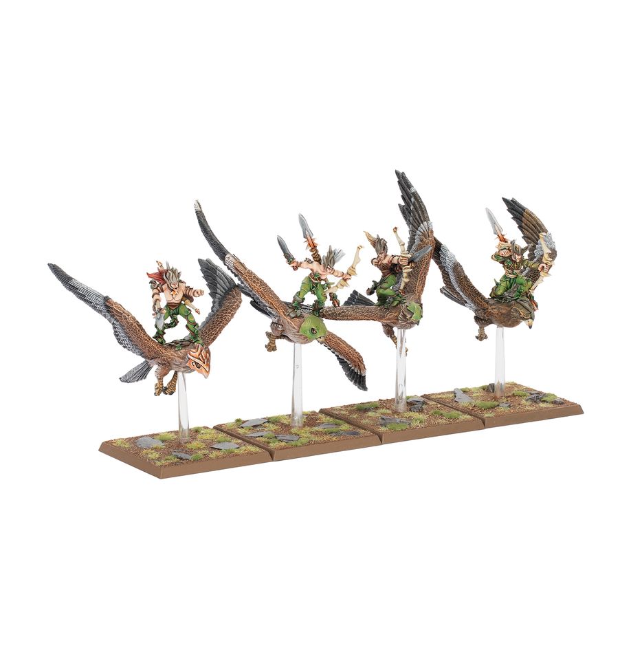 Wood Elf Warhawk riders accompagne les superbes sorties des Wood Elf pour le jeu Warhammer The Old World , cette armée rapide et mortelle