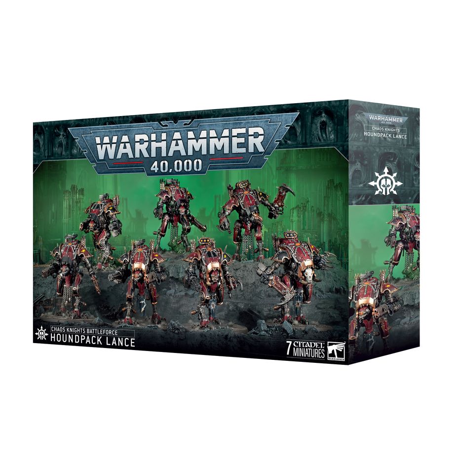 Chaos Knights : Lance de Meute Ecumante incroyable kit pour commencer vos armées du Chaos, faites régner la terreur sur les champs de bataille.