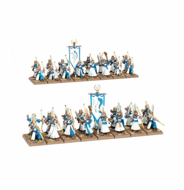Découvrez les Old World High Elf Realms : Archers Elfiques, un leader ou porte étendard obligatoire dans toute armée de Haut Elfes