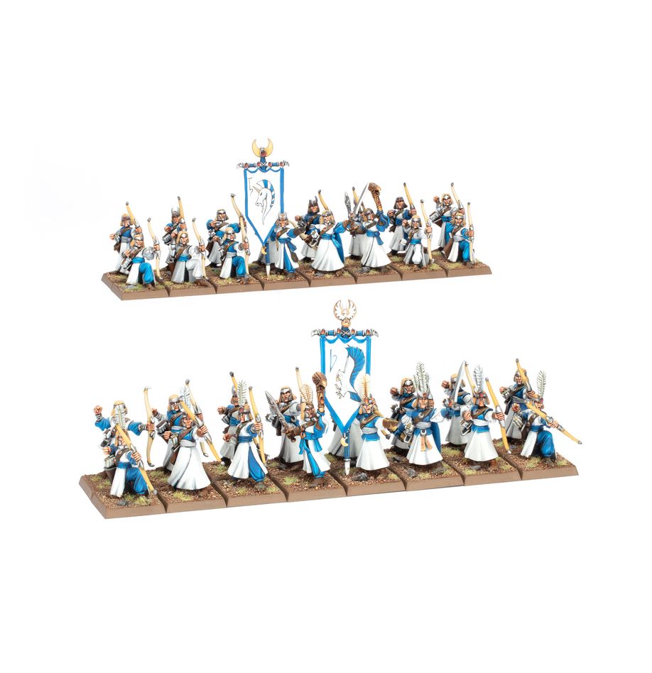 Découvrez les Old World High Elf Realms : Archers Elfiques, un leader ou porte étendard obligatoire dans toute armée de Haut Elfes