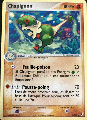 Chapignon Holo 03/107 Deoxys est un moyen simple et original de collectionner votre série préféré. Les cartes sont protégées.