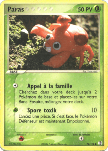 Paras reverse 72/112 Rouge Feu Vert Feuille est un moyen simple et original de collectionner votre série préféré. Les cartes sont protégées.