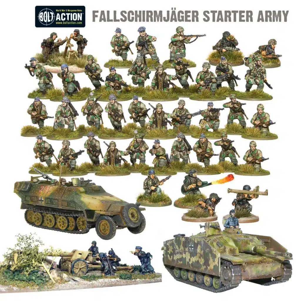 Fallschirmjager Starter Army et tous les autres starters vous permettent de revivre la bataille emblématique des Ardennes de la deuxieme guerre mondiale