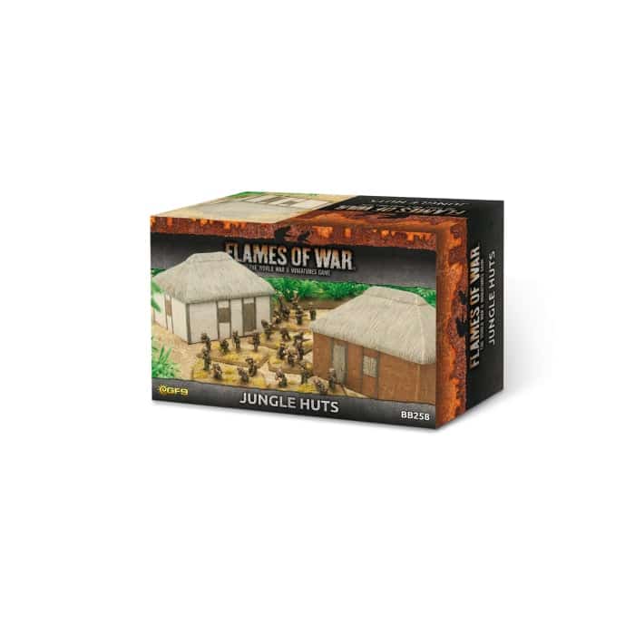 BB187 Jungle Huts fait partie des nouvelles sorties pour la nouvelle extension de Battlefront miniatures pour le jeu Flames of War V4,:Pacific
