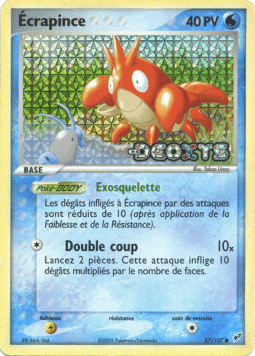 Ecrapince reverse 57/107 Deoxys est un moyen simple et original de collectionner votre série préféré. Les cartes sont protégées.