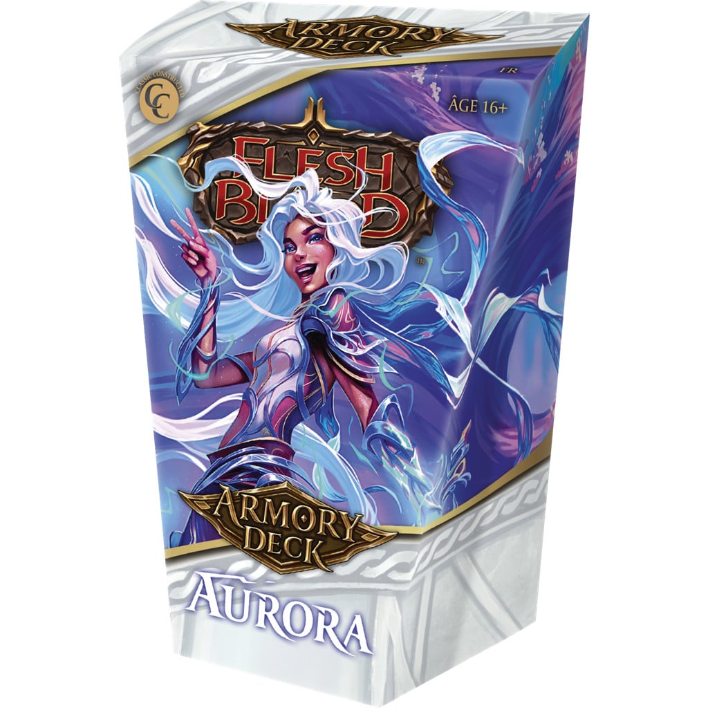 Découvrez le Armory Deck - Aurora , une nouvelle façon de jouer à notre super jeu de cartes Flesh and Blood, ce superbe TCG