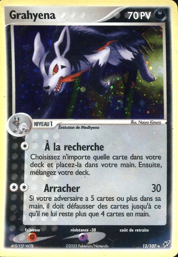 Grahyena holo 12/107 Deoxys est un moyen simple et original de collectionner votre série préféré. Les cartes sont protégées.