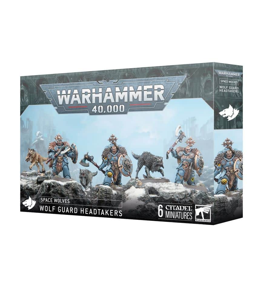 Découvrez les Wolf Guard Headtakers, une pièce maitresse pour votre collection Space Wolves. Une unité de chasseur de tête pour chasser les chefs ennemis