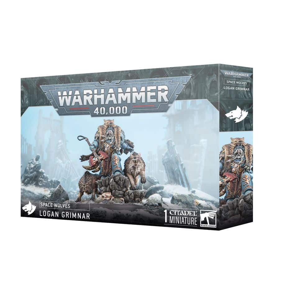 Découvrez Logan Grimnar V10, une pièce maitresse pour votre collection Space Wolves. Le Loup Suprême des Space Wolves accompagnés de ses loups
