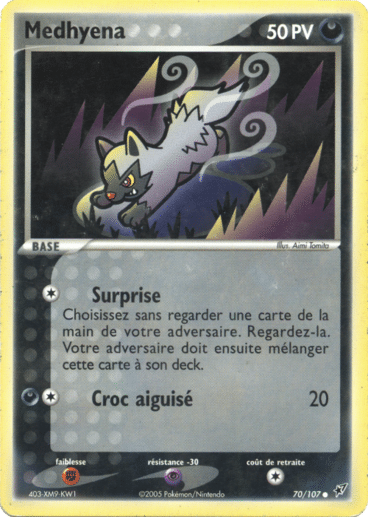 Medhyena reverse 70/107 Deoxys est un moyen simple et original de collectionner votre série préféré. Les cartes sont protégées.