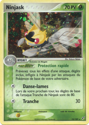 Ninjask Holo 13/107 Deoxys est un moyen simple et original de collectionner votre série préféré. Les cartes sont protégées.