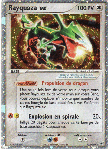 Rayquaza ex 102/107 Deoxys est un moyen simple et original de collectionner votre série préféré. Les cartes sont protégées.