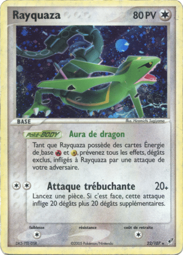 Rayquaza Holo 22/107 Deoxys est un moyen simple et original de collectionner votre série préféré. Les cartes sont protégées.