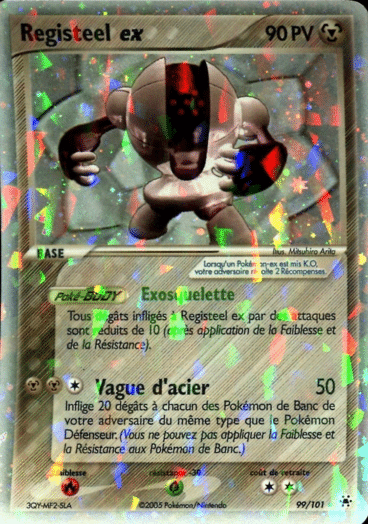Registeel ex 99/101 Legendes oubliées est un moyen simple et original de collectionner votre série préféré. Les cartes sont protégées.