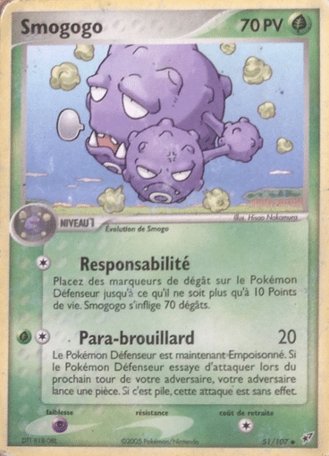 Smogogo reverse 51/107 Deoxys est un moyen simple et original de collectionner votre série préféré. Les cartes sont protégées.