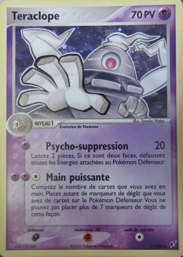 Teraclope reverse 07/107 Deoxys est un moyen simple et original de collectionner votre série préféré. Les cartes sont protégées.