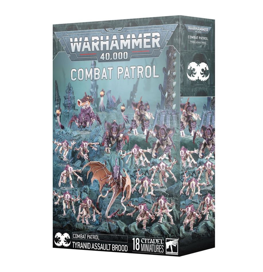 Découvrez la Combat Patrol Tyranid Assault Brood V10, parfait pour commencer ou compléter une force Tyranide et dévorer vos adversaires