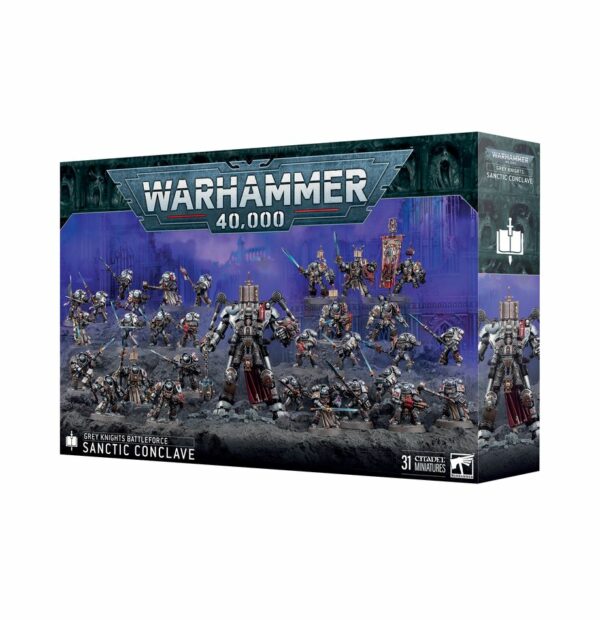 Traquez et éradiquez les ennemis démoniaques de l'Imperium avec les Grey Knight en commençant avec la Battleforce Grey Knight : Sanctic Conclave