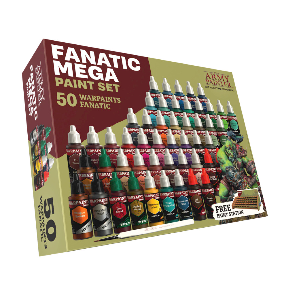 Le Warpaints Fanatic Mega Paint Set contient une large sélection de peinture, lavis et peintures spéciales issues de la nouvelle gamme Warpaints Fanatic.