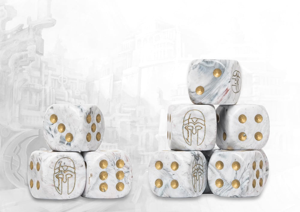 Sorcerer Kings Logo on Magenta Marbled Dice est la nouvelle boite de Para-bellum d'accessoires qui facilitera vos parties de ce superbe jeu de figurines