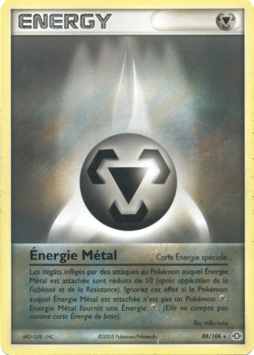 Energie metal reverse 88/106 Emeraude est un moyen simple et original de collectionner votre série préféré. Les cartes sont protégées.