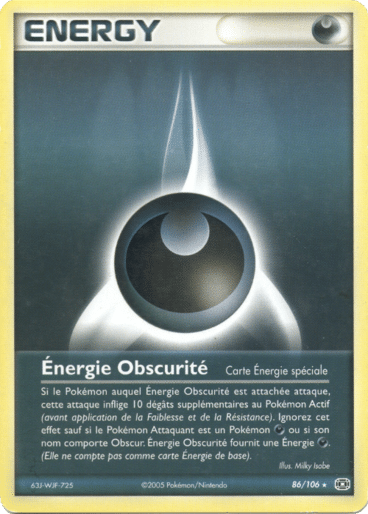 Energie obscurité reverse 86/106 Emeraude est un moyen simple et original de collectionner votre série préféré. Les cartes sont protégées.