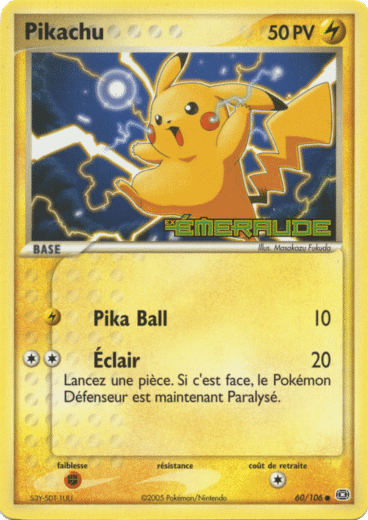 Pikachu unlimited stamp 60/106 Emeraude est un moyen simple et original de collectionner votre série préféré. Les cartes sont protégées.