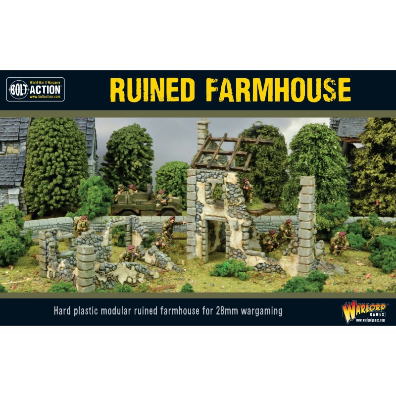 Bolt Action Ruined Farmhouse est un coffret parfait pour donner vie à vos champs de bataille. Il propose un ensemble de maisons de ferme en ruines
