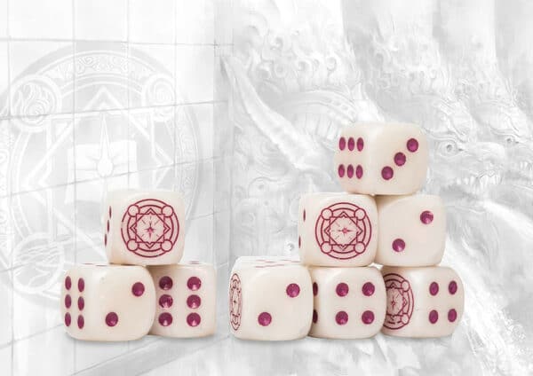 Sorcerer Kings Logo on Magenta Marbled Dice est la nouvelle boite de Para-bellum d'accessoires qui facilitera vos parties de ce superbe jeu de figurines