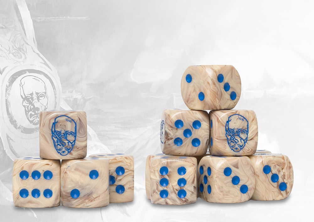 Spires Logo on Bone Marbled Dice est la nouvelle boite de Para-bellum d'accessoires qui facilitera vos parties de ce superbe jeu de figurines