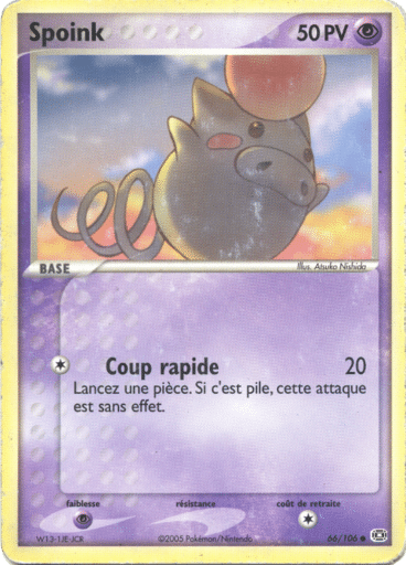 Spoink reverse 66/106 Emeraude est un moyen simple et original de collectionner votre série préféré. Les cartes sont protégées.