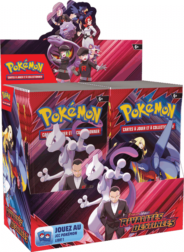 La Display EV10 Rivalités Destinées du JCC Pokémon permet aux joueurs et joueuses de découvrir de magnifiques Pokémon-ex Téracristal Stellaire...