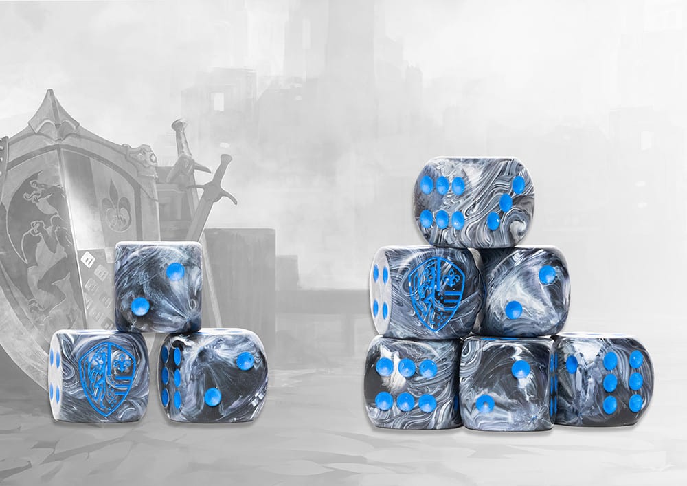 Hundred Kingdoms Logo on Steel Marbled Dice est la nouvelle boite de Para-bellum d'accessoires qui facilitera vos parties de ce superbe jeu de figurines
