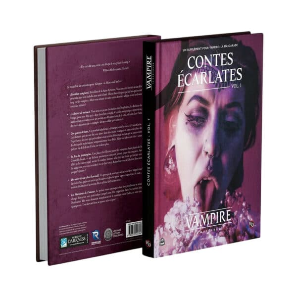 Vampire : la Mascarade V5, Contes Ecarlates, découvrez l'univers emblématique et terrifiant de ce JDR emblématique avec 6 nouveaux scénarios