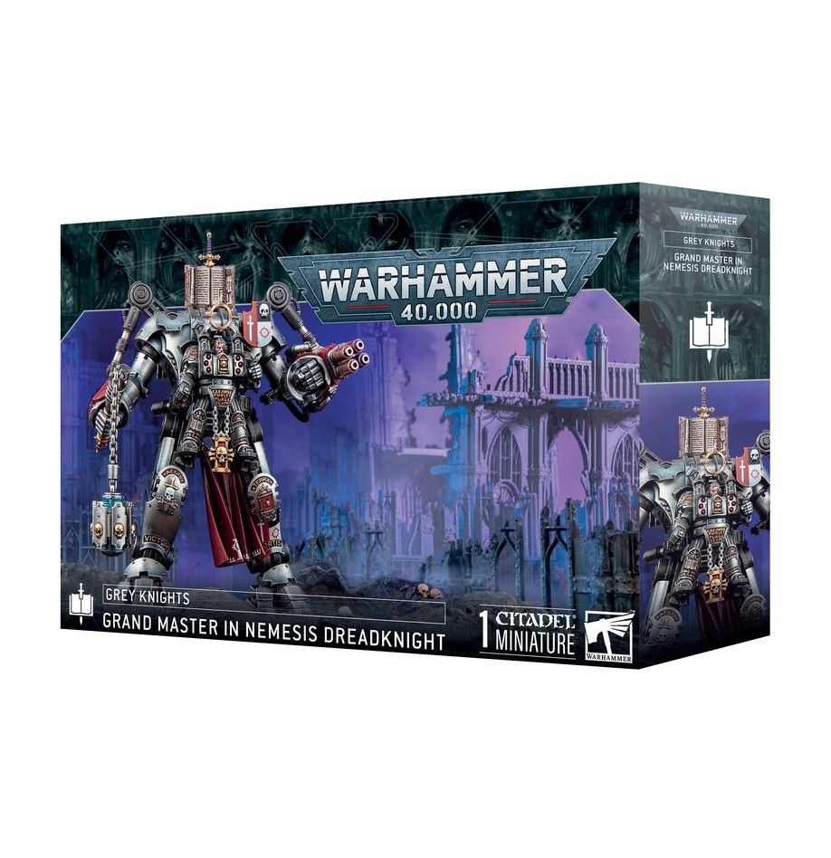 Traquez et éradiquez les ennemis démoniaques de l'Imperium avec les Grey Knight avec le Grand Maitre en cuirassier Nemesis