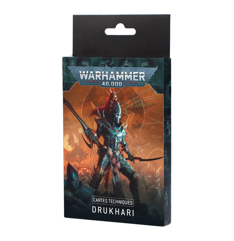 Drukhari : Cartes techniques accompagne les nouvelles figurines de games workshop de ce peuple obsédé par la douleur et la souffrance