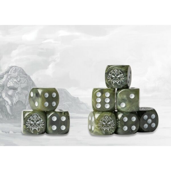 W'adrhun Logo on Green Marbled Dice est la nouvelle boite de Para-bellum d'accessoires qui facilitera vos parties de ce superbe jeu de figurines