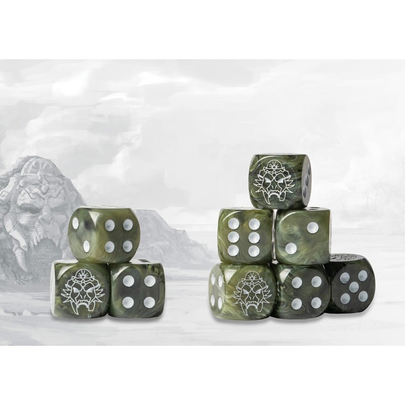 W'adrhun Logo on Green Marbled Dice est la nouvelle boite de Para-bellum d'accessoires qui facilitera vos parties de ce superbe jeu de figurines