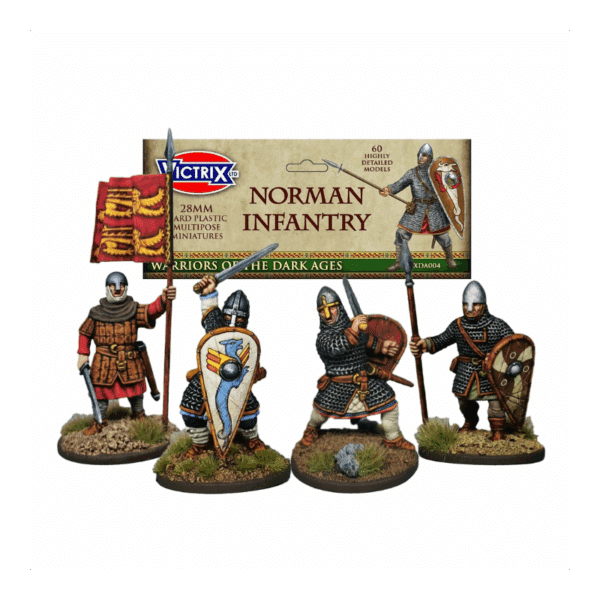 Vitrix Norman Infantry est l'une des boites de figurines plastiques pour jouer à la nouvelle extension de Saga l'Age des Vikings