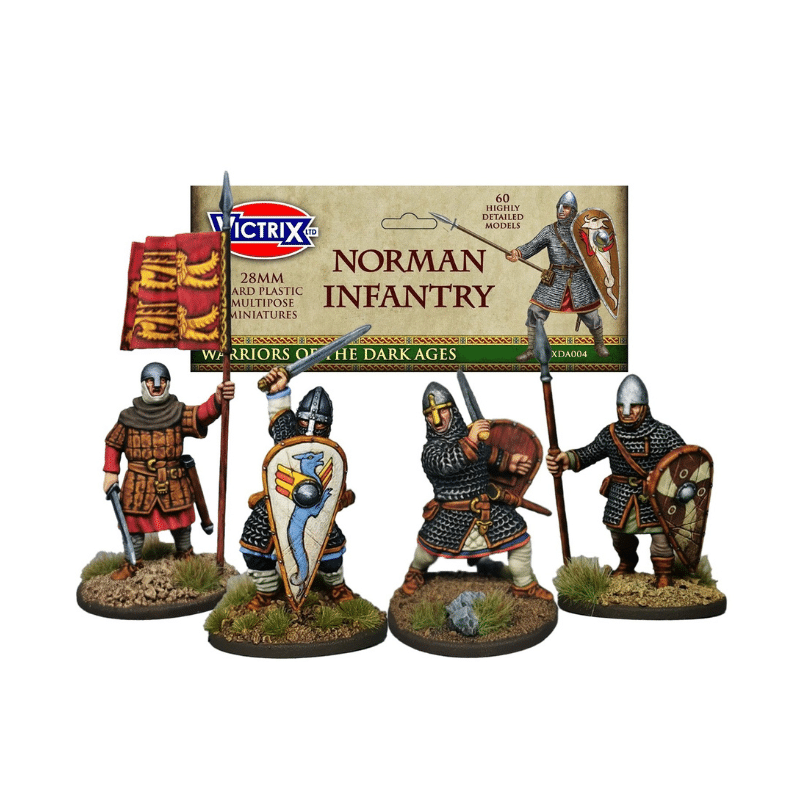 Vitrix Norman Infantry est l'une des boites de figurines plastiques pour jouer à la nouvelle extension de Saga l'Age des Vikings