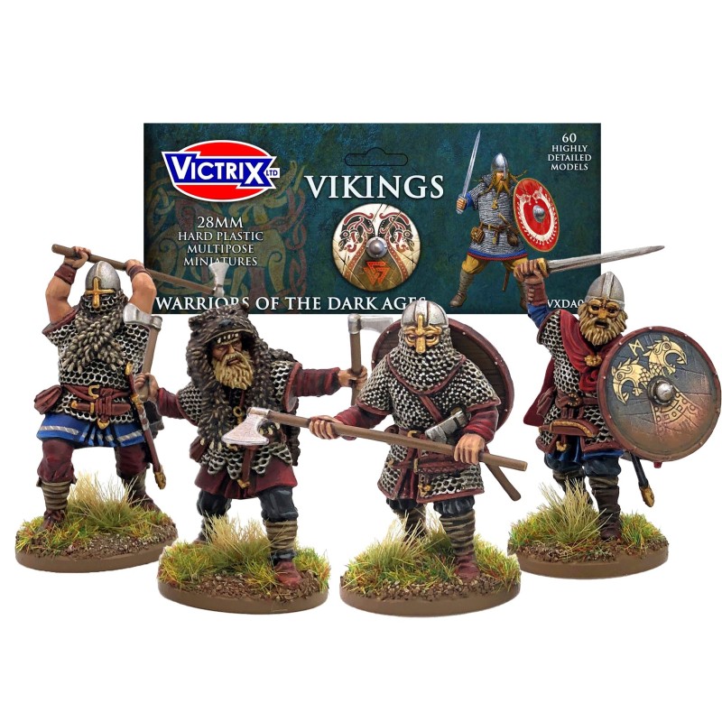 Vitrix miniatures Vikings est l'une des boites de figurines plastiques pour jouer à la nouvelle extension de Saga l'Age des Vikings