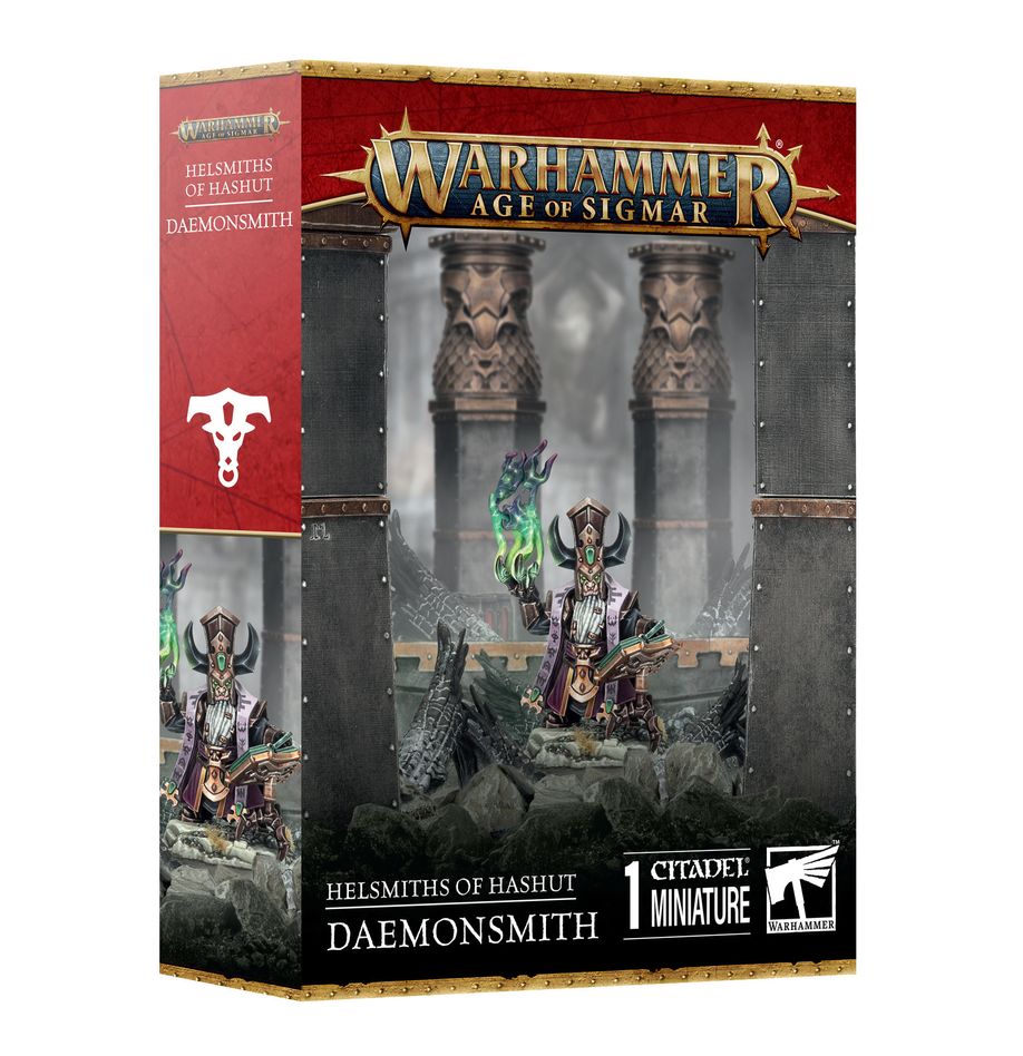 Les Helsmiths of Hashut Daemonsmith sont des maîtres des mécanismes infernaux et de la magie qui invoque le feu des forges.