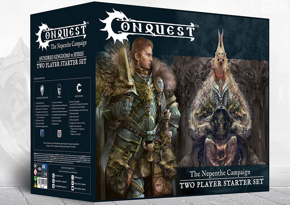 Conquest Two Players Deluxe set : the Nepenthe Campaign est le nouveau starter 2 joueurs volontairement narratif reunissant les spires et Hundred Kingdoms