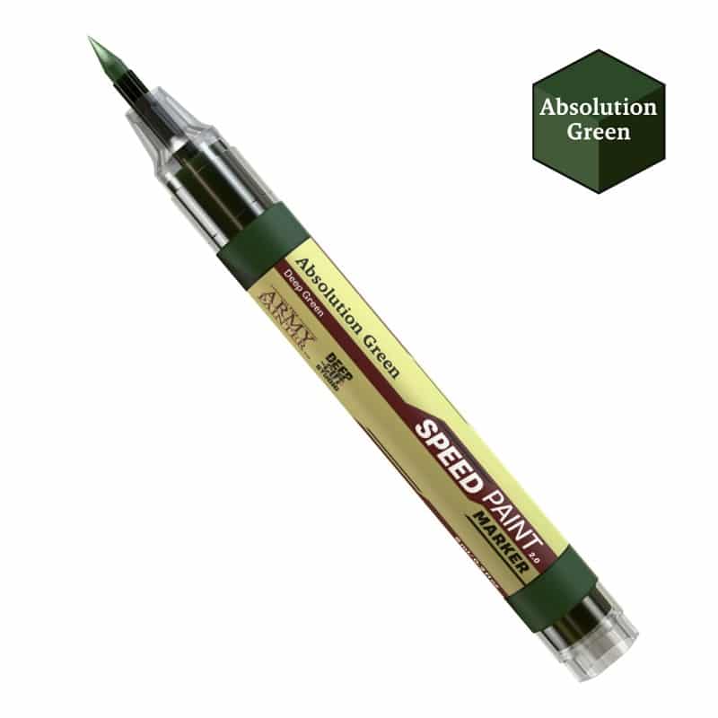 Speedpaint Markers d'Army Painter Absolute Green, vous permet de découvrir une nouvelle façon de peindre vos figurines sans pinceau ni palette.