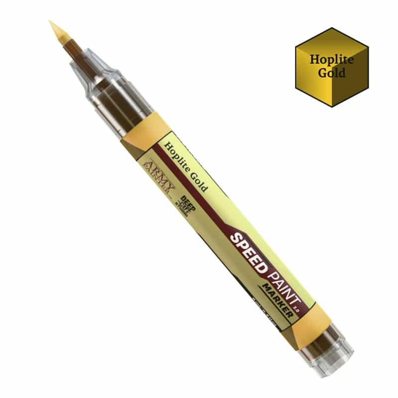 Speedpaint Markers d'Army Painter Hoplite Gold, vous permet de découvrir une nouvelle façon de peindre vos figurines sans pinceau ni palette.