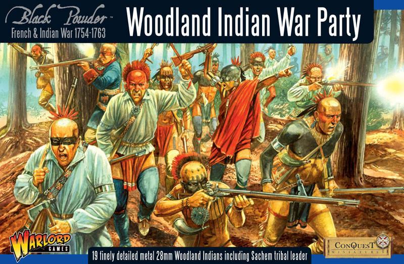 Woodland Indian War Party est une boite permettant de reproduire la guerre de 7 ans aux Etats unis entre les anglais , les français et les amerindiens