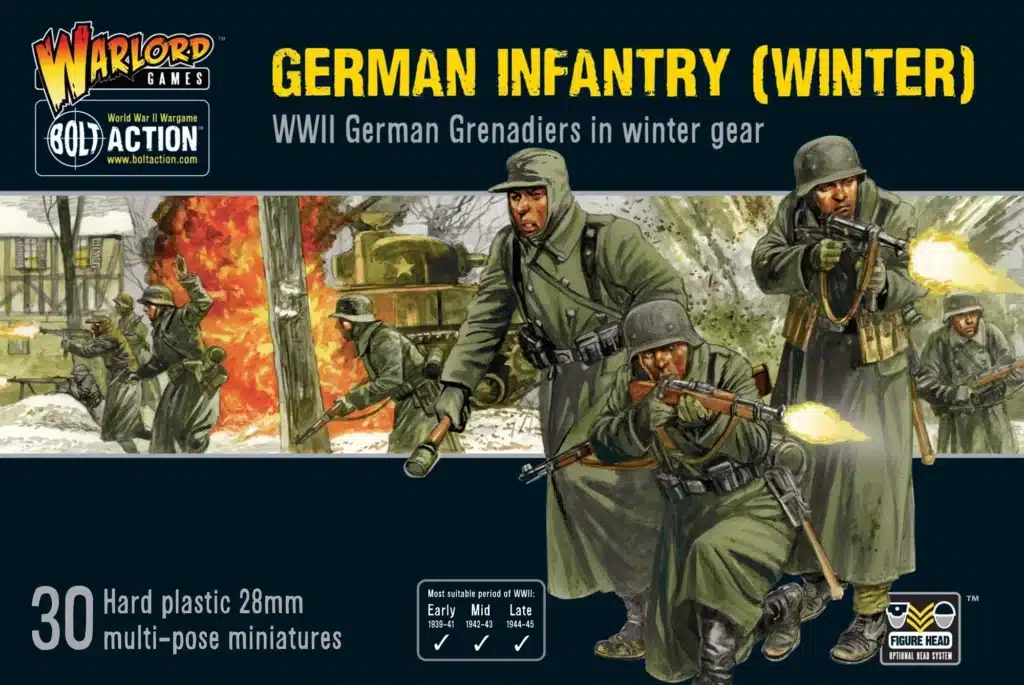 Bolt Action Germans Infantry (Winter) vous permettent de revivre la bataille emblématique des Ardennes de la deuxieme guerre mondiale